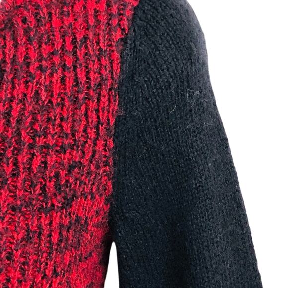 Style & Co Red Black Tunic Sweater and Scarf V Neckline Front Patch Pockets - Picture 10 of 16